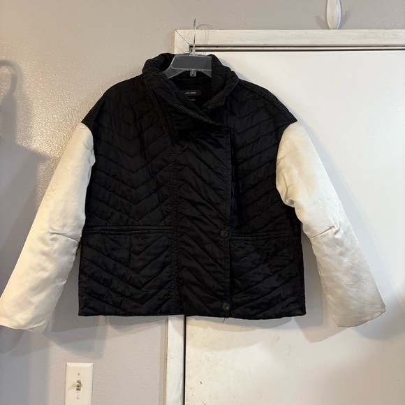 Isabel Marant Jackets & Blazers - Isabel Marant Black Cream Ivory Quilted Chore Utility Jacket Bomber Silk Boxy 40
